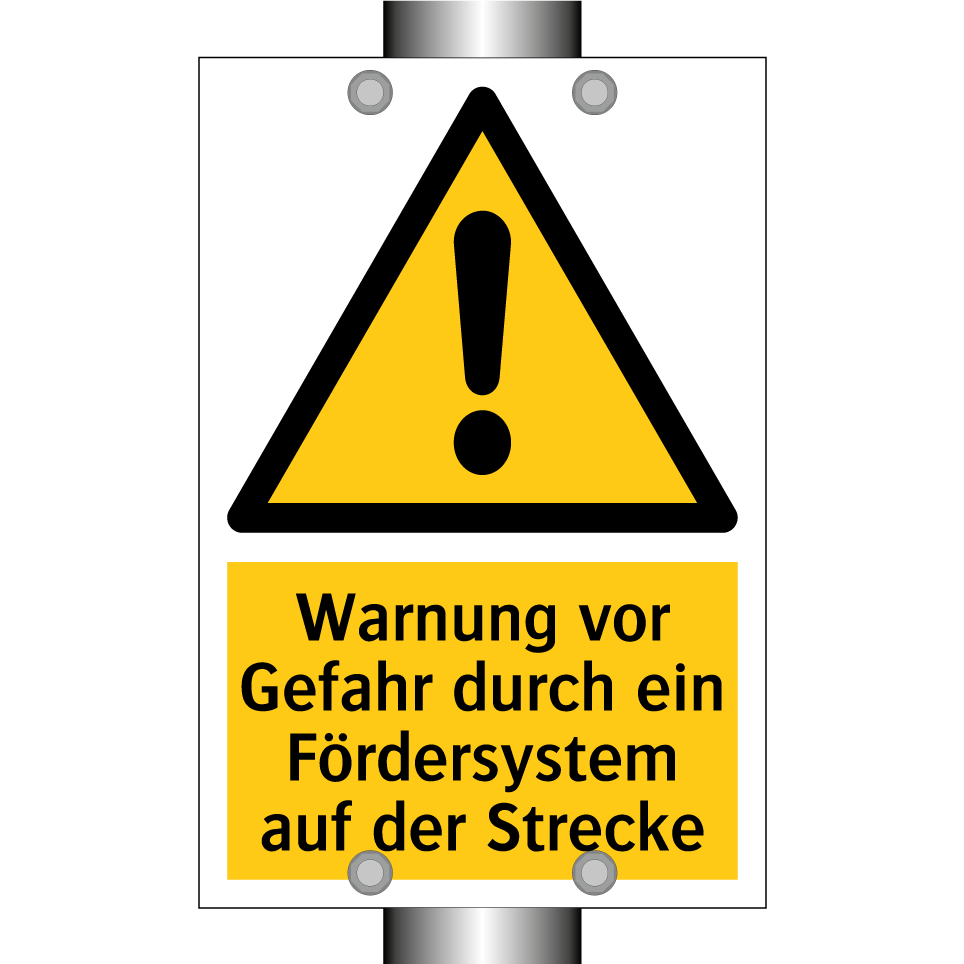 Warnung vor Gefahr durch ein Fördersystem auf der Strecke