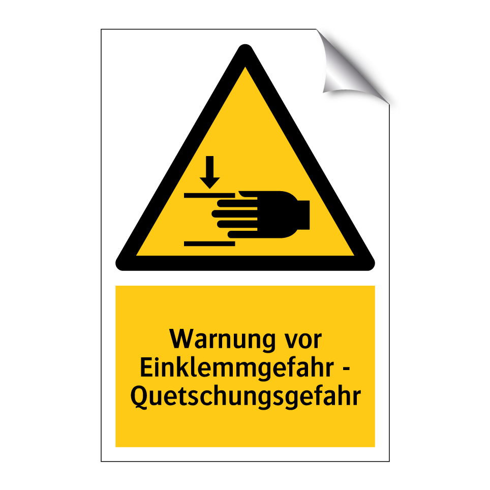Warnung vor Einklemmgefahr - Quetschungsgefahr