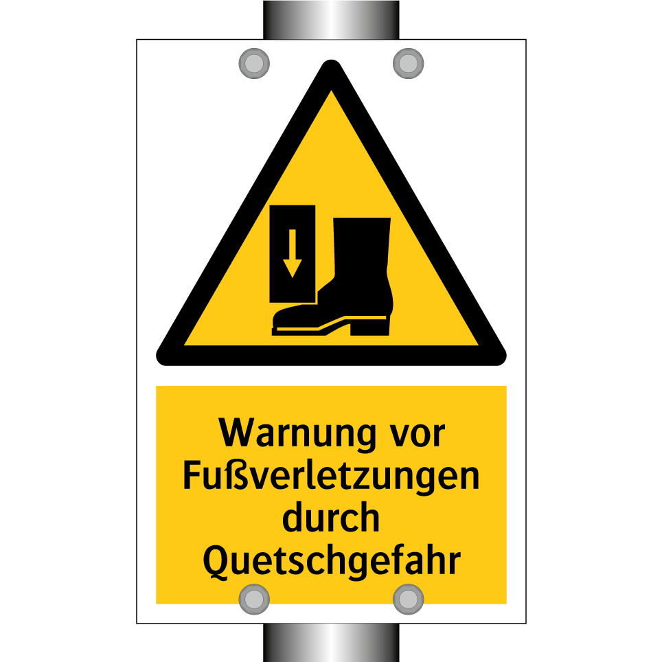 Warnung vor Fußverletzungen durch Quetschgefahr