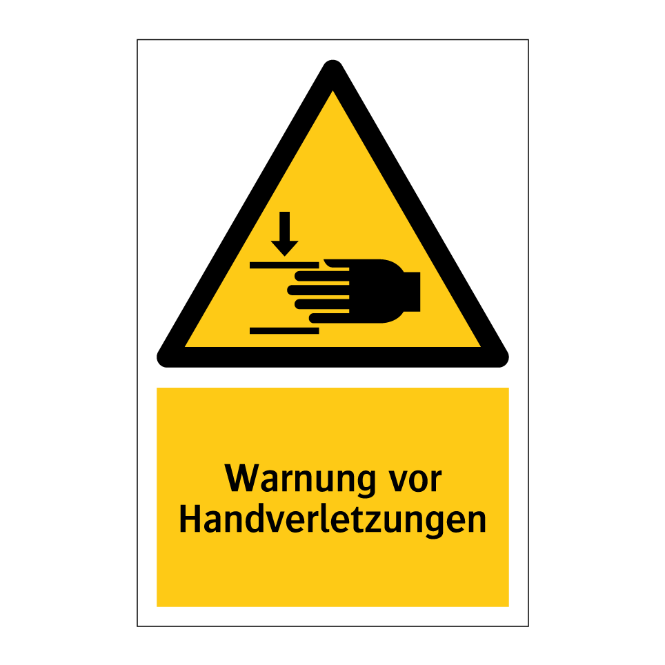 Warnung vor Handverletzungen