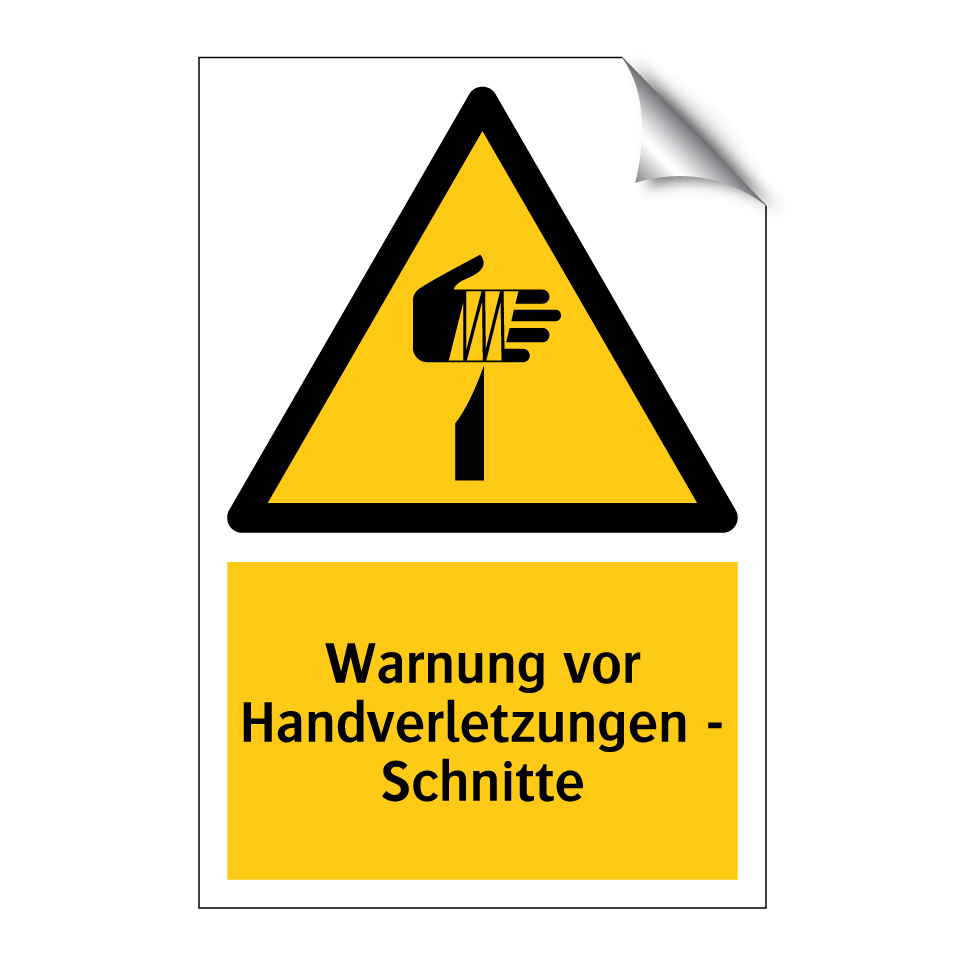 Warnung vor Handverletzungen - Schnitte