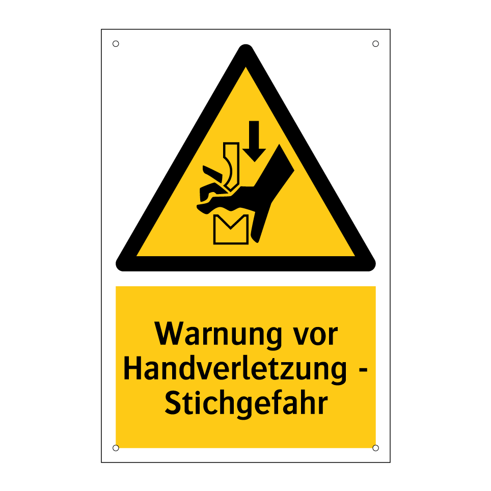 Warnung vor Handverletzung - Stichgefahr