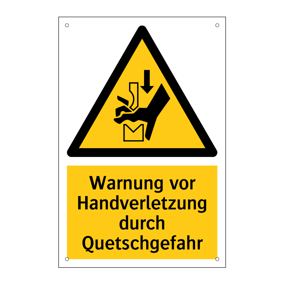 Warnung vor Handverletzung durch Quetschgefahr