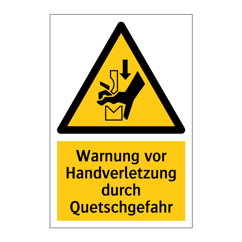 Warnung vor Handverletzung durch Quetschgefahr