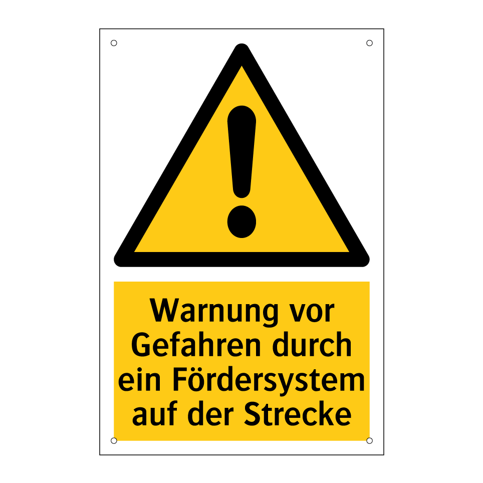 Warnung vor Gefahren durch ein Fördersystem auf der Strecke
