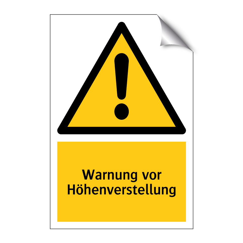 Warnung vor Höhenverstellung