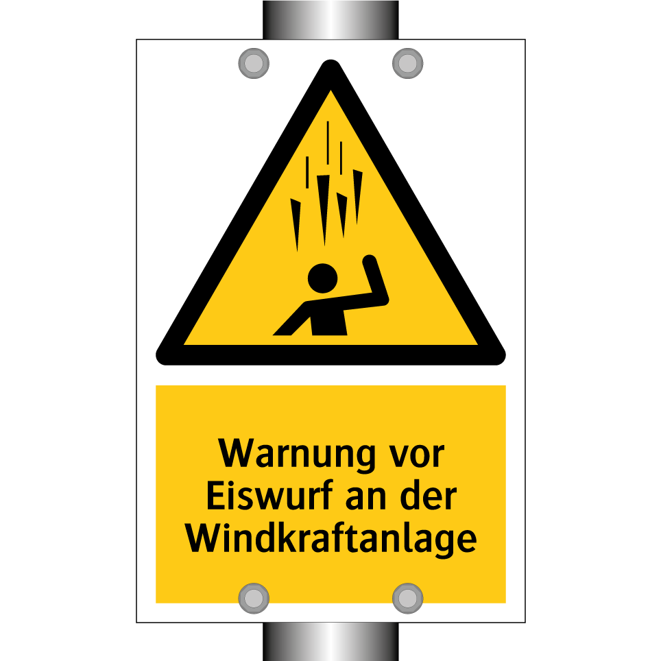 Warnung vor Eiswurf an der Windkraftanlage