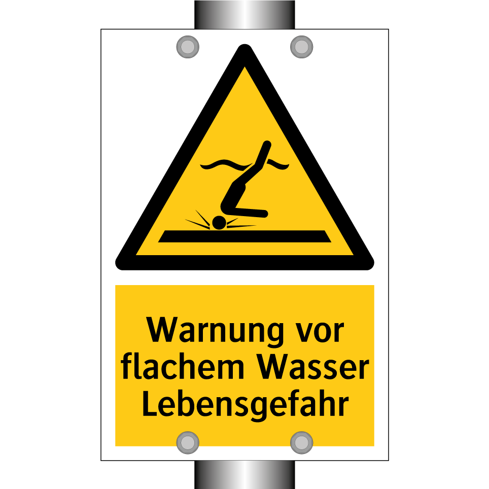 Warnung vor flachem Wasser Lebensgefahr