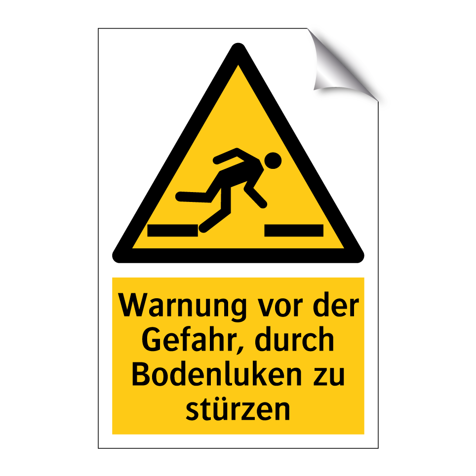 Warnung vor der Gefahr, durch Bodenluken zu stürzen