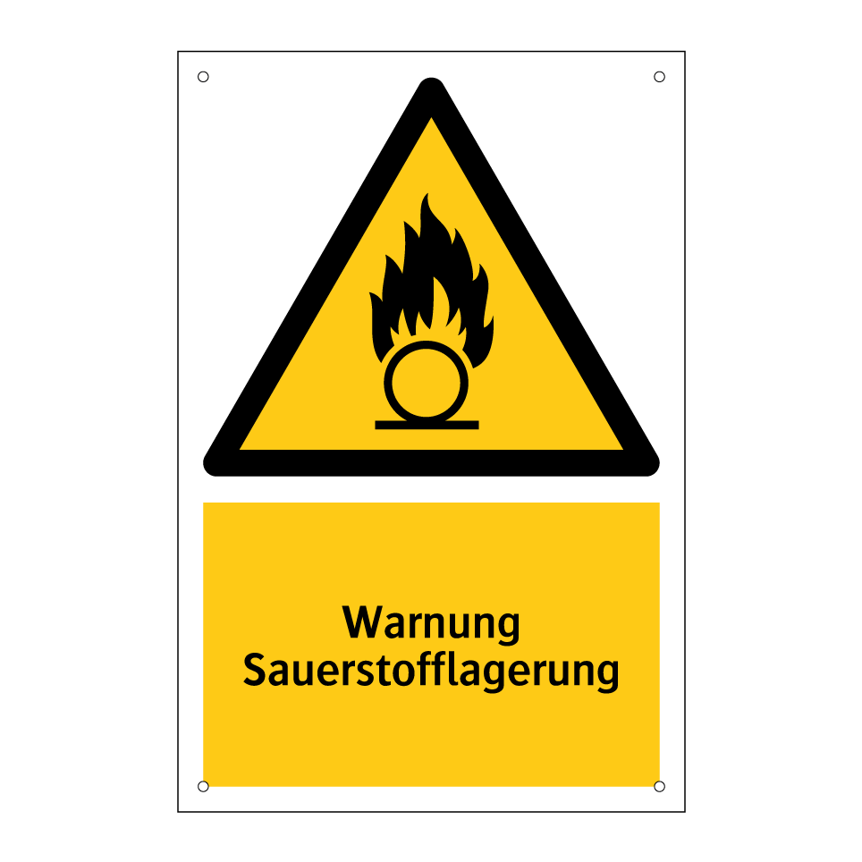 Warnung Sauerstofflagerung
