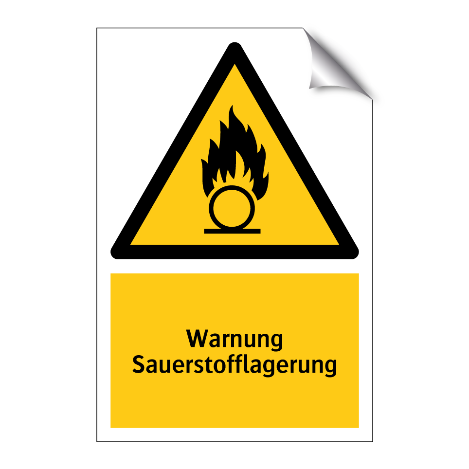 Warnung Sauerstofflagerung