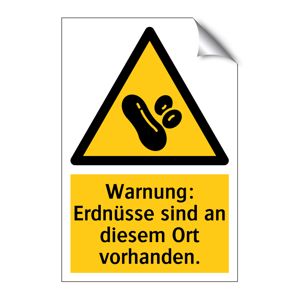 Warnung: Erdnüsse sind an diesem Ort vorhanden.