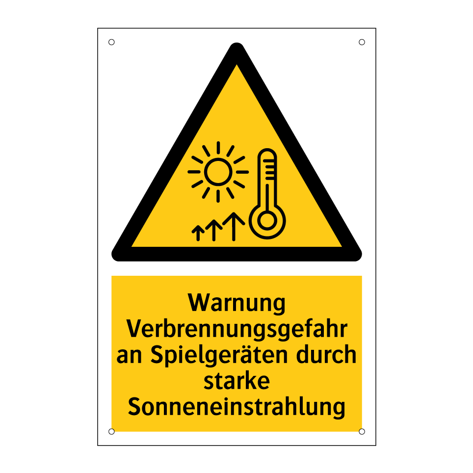 Warnung Verbrennungsgefahr an Spielgeräten durch starke Sonneneinstrahlung