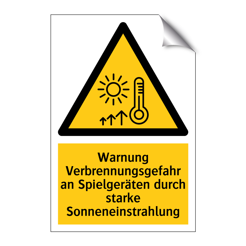 Warnung Verbrennungsgefahr an Spielgeräten durch starke Sonneneinstrahlung