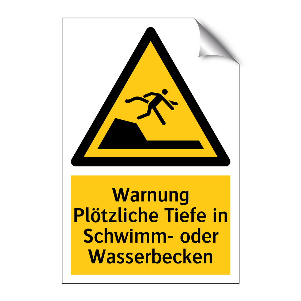 Warnung Plötzliche Tiefe in Schwimm- oder Wasserbecken