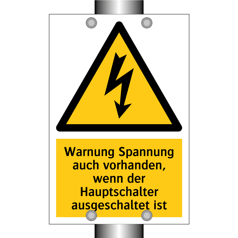 Warnung Spannung auch vorhanden, wenn der Hauptschalter ausgeschaltet ist