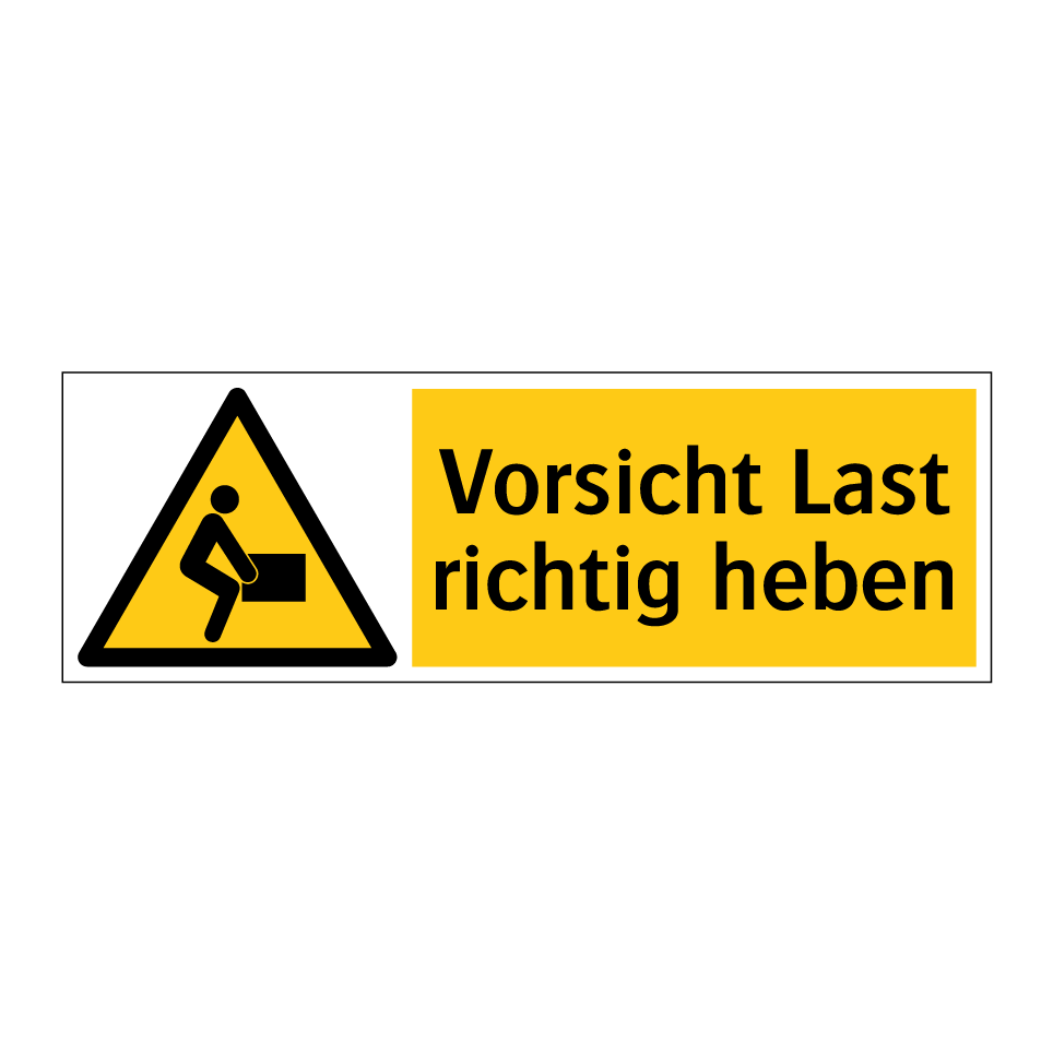 Vorsicht Last richtig heben