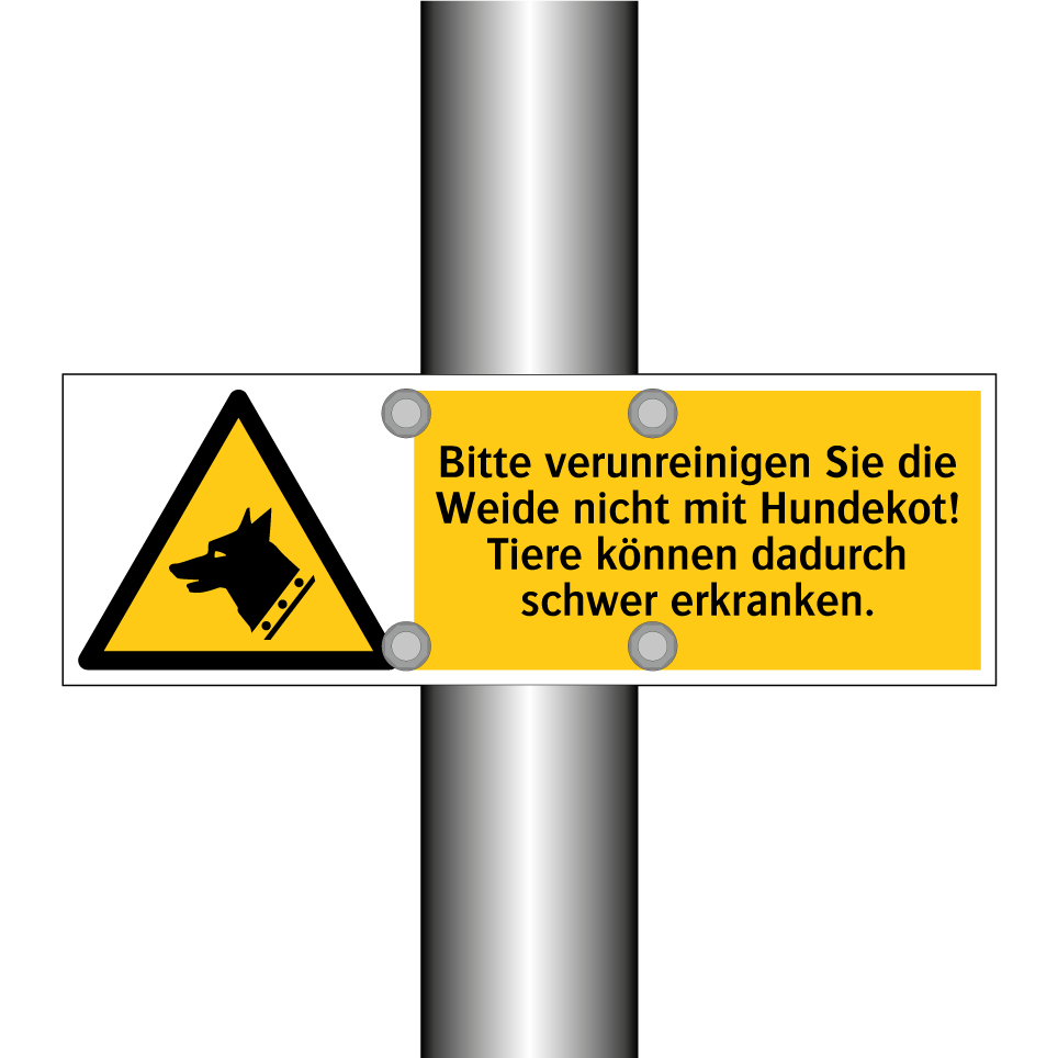 Bitte verunreinigen Sie die Weide nicht mit Hundekot! Tiere können dadurch schwer erkranken.