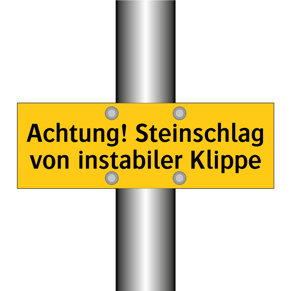 Achtung! Steinschlag von instabiler Klippe