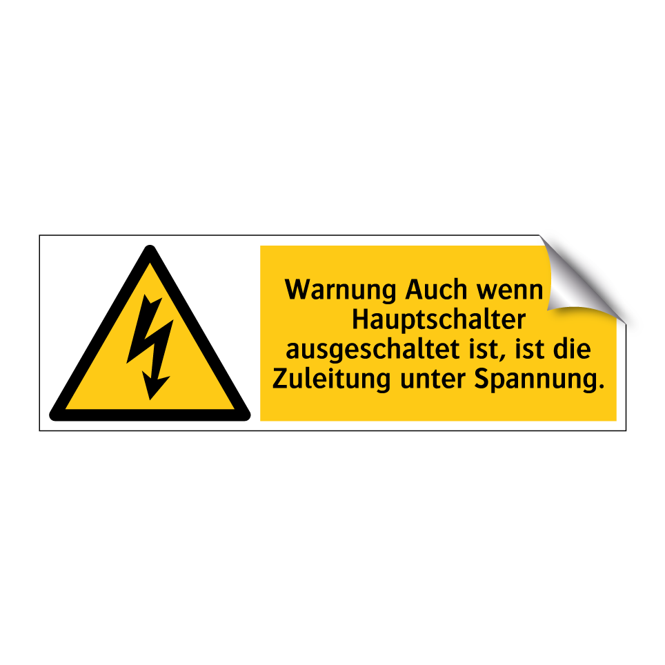 Warnung Auch wenn der Hauptschalter ausgeschaltet ist, ist die Zuleitung unter Spannung.