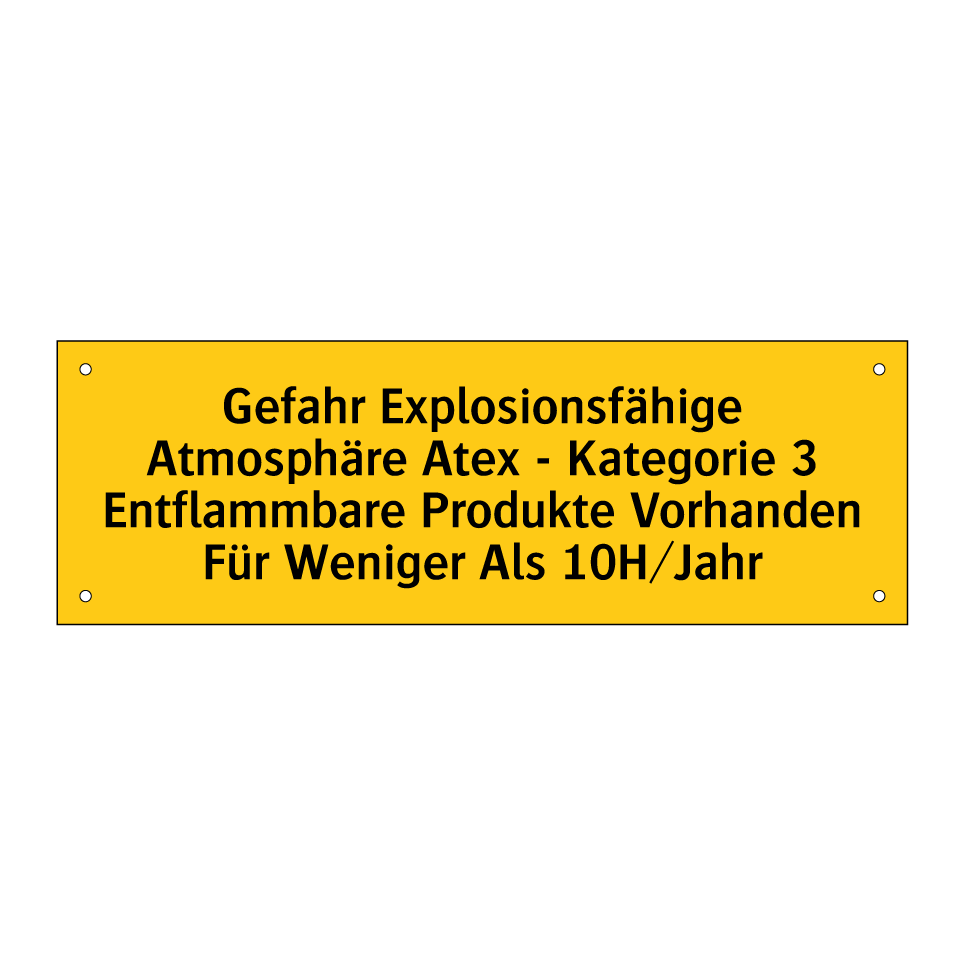 Gefahr Explosionsfähige Atmosphäre Atex - Kategorie 3 Entflammbare Produkte Vorhanden Für Weniger Als 10H/Jahr