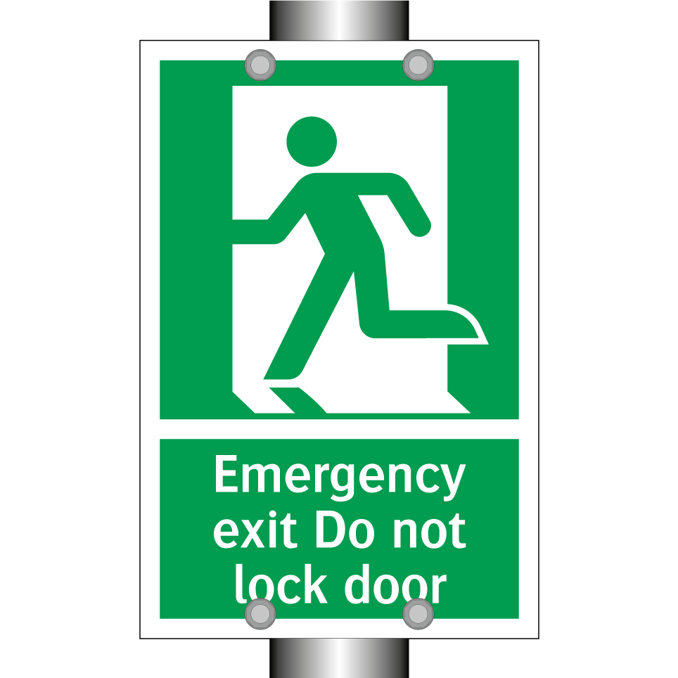 Emergency exit Do not lock door