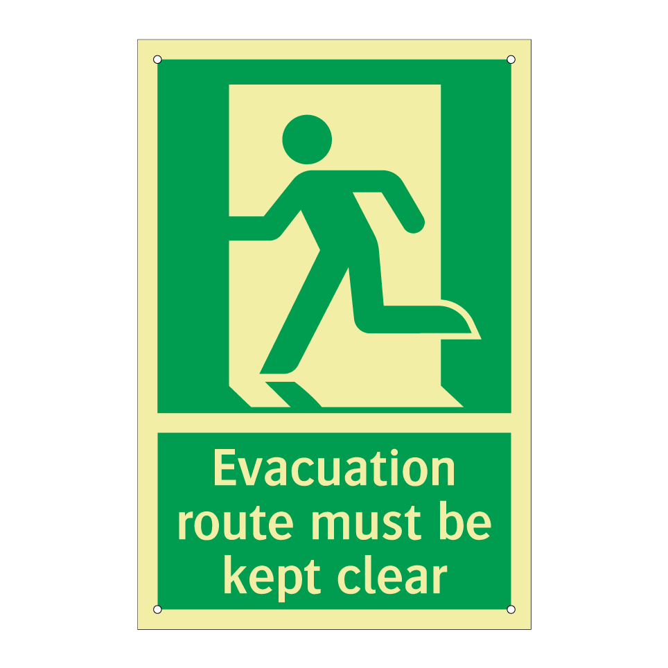 Evacuation route must be kept clear