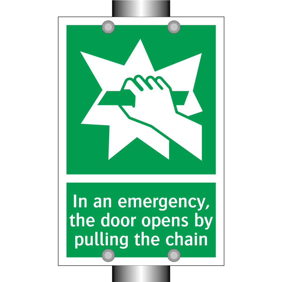 In an emergency, the door opens by pulling the chain