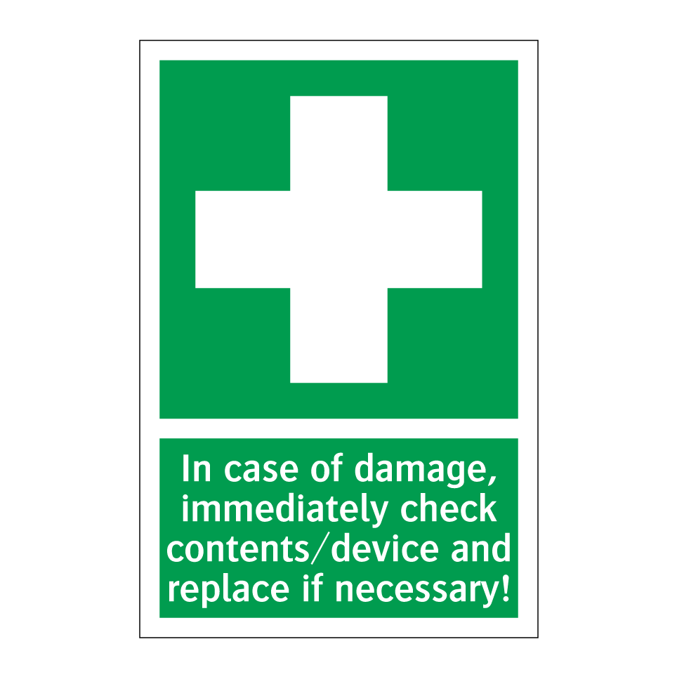 In case of damage, immediately check contents/device and replace if necessary!