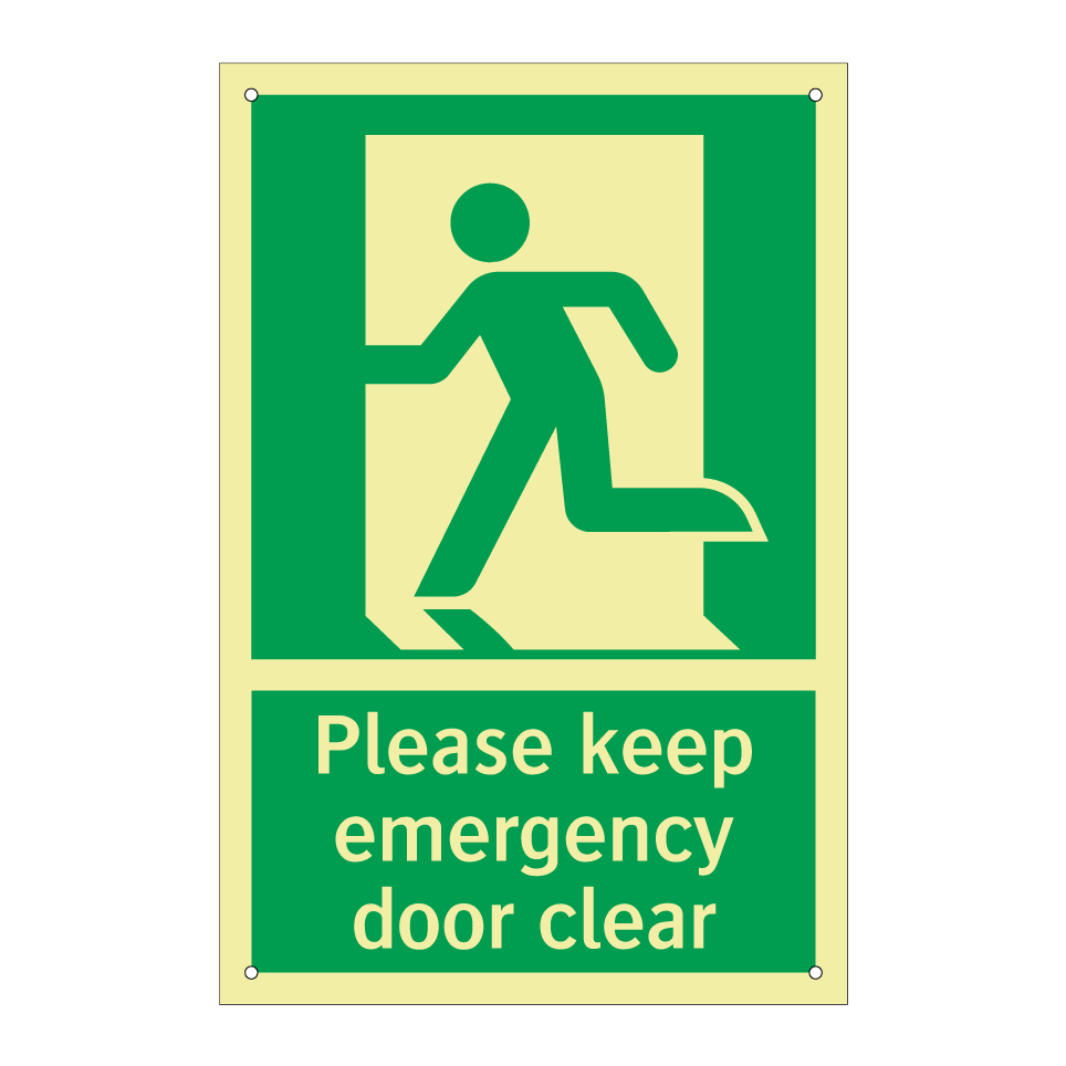 Please keep emergency door clear