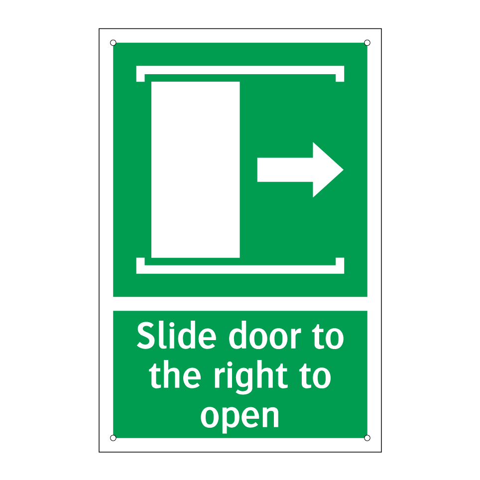 Slide door to the right to open