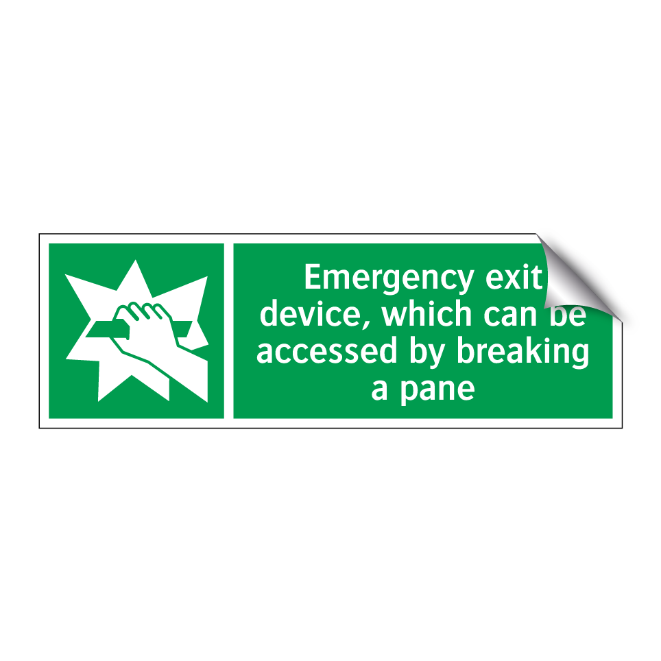 Emergency exit device, which can be accessed by breaking a pane