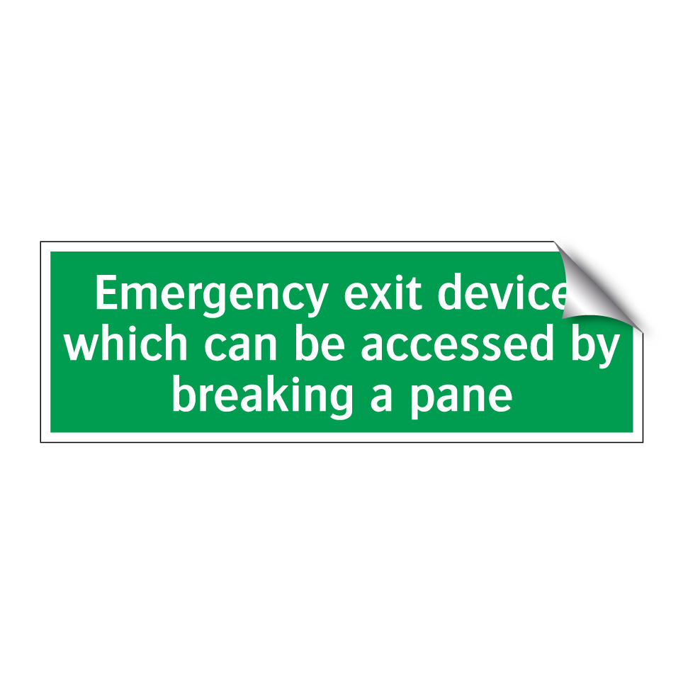 Emergency exit device, which can be accessed by breaking a pane