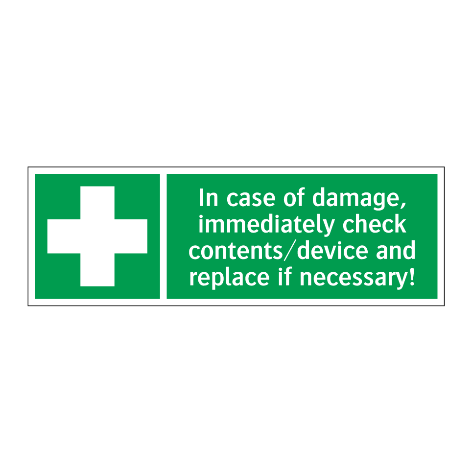 In case of damage, immediately check contents/device and replace if necessary!