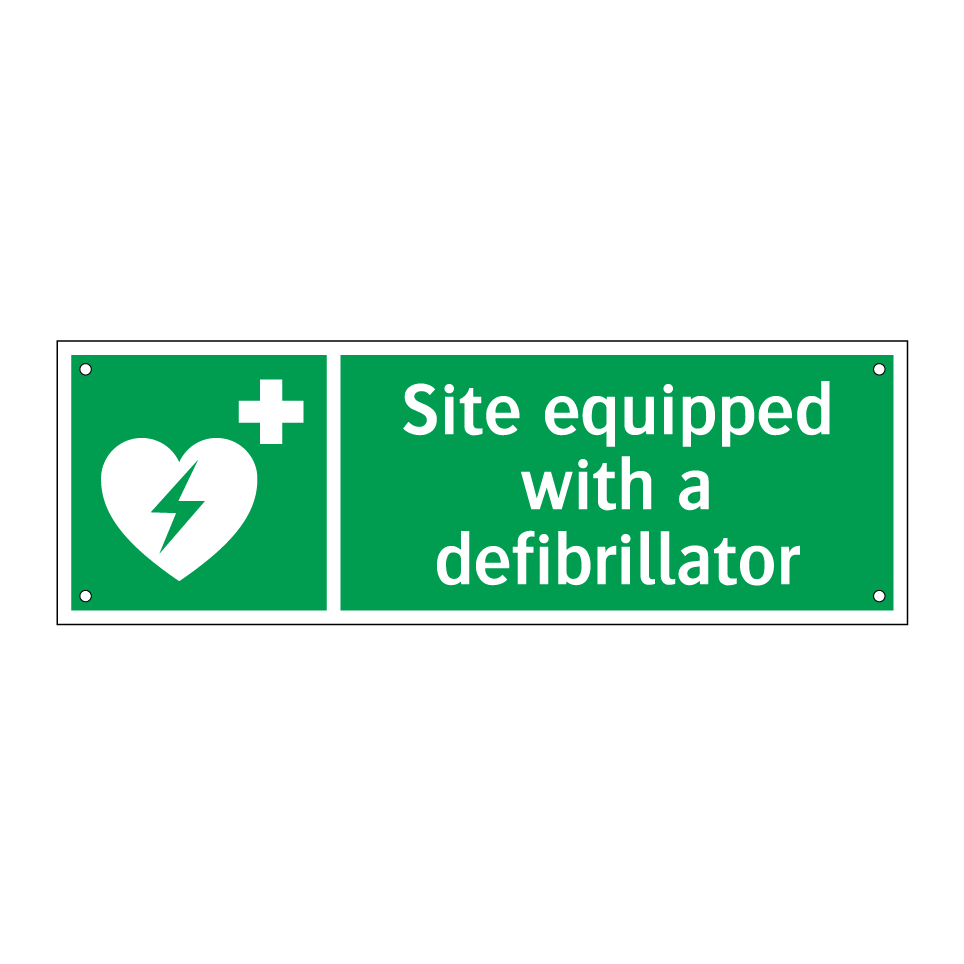 Site equipped with a defibrillator