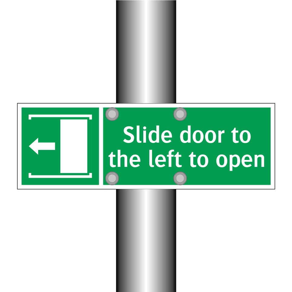 Slide door to the left to open