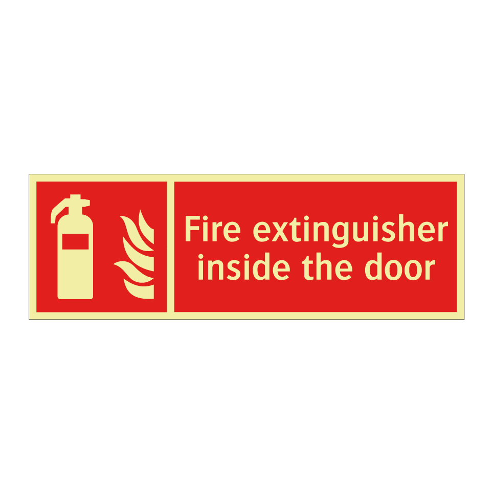 Fire extinguisher inside the door