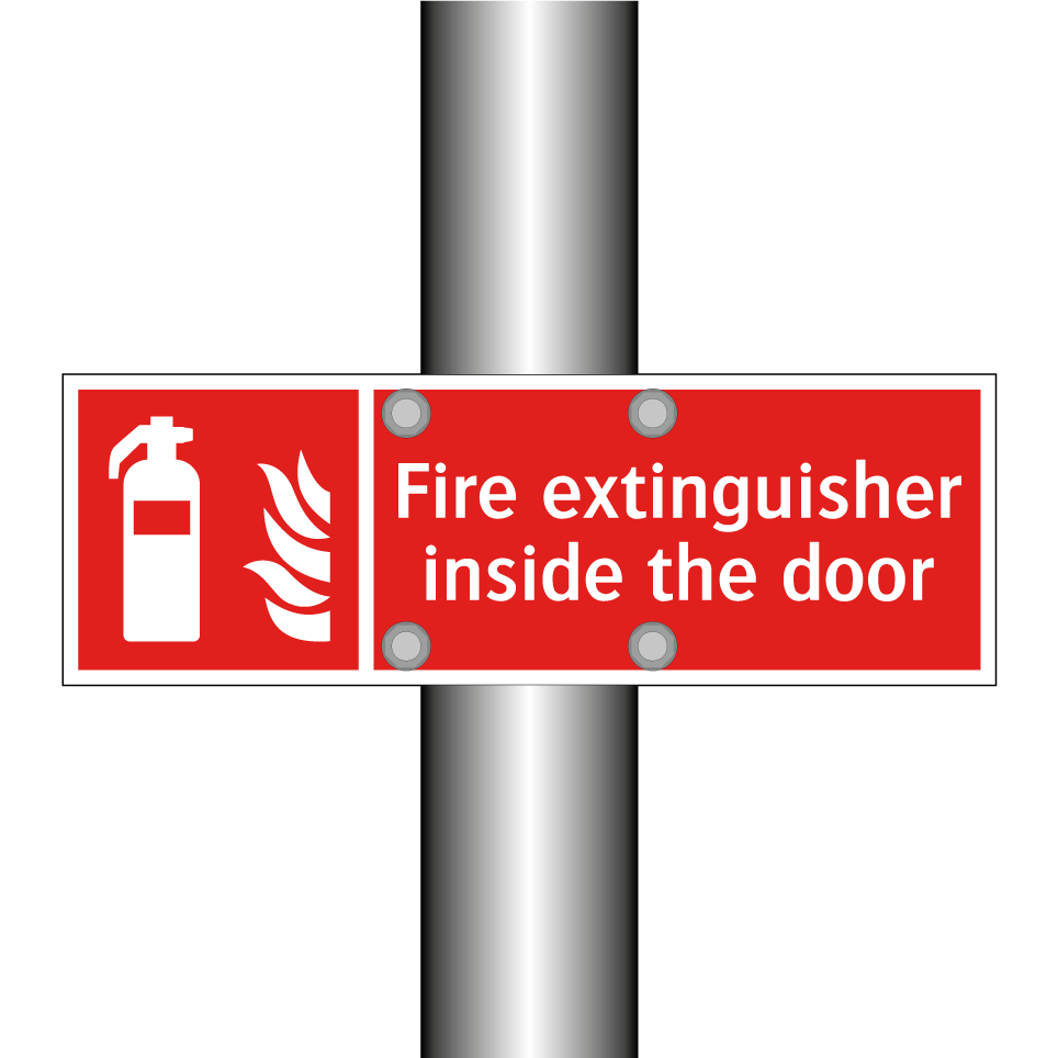 Fire extinguisher inside the door