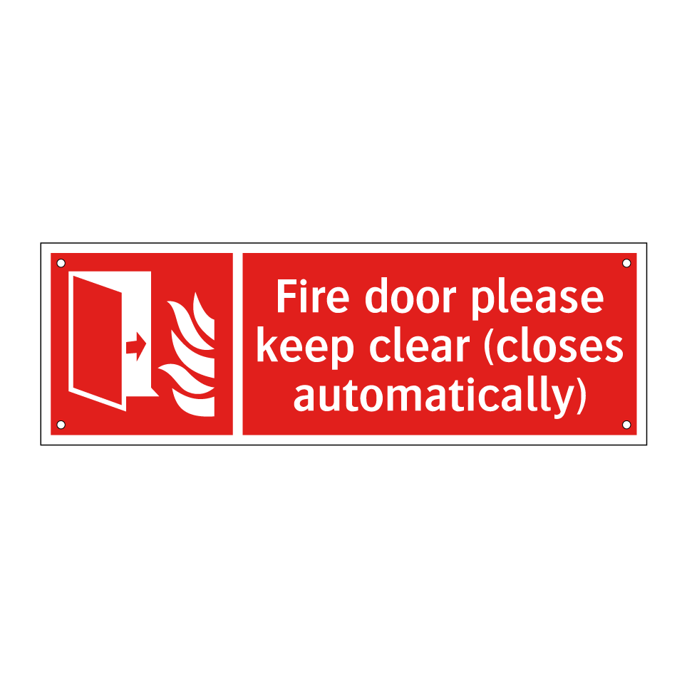 Fire door please keep clear (closes automatically)