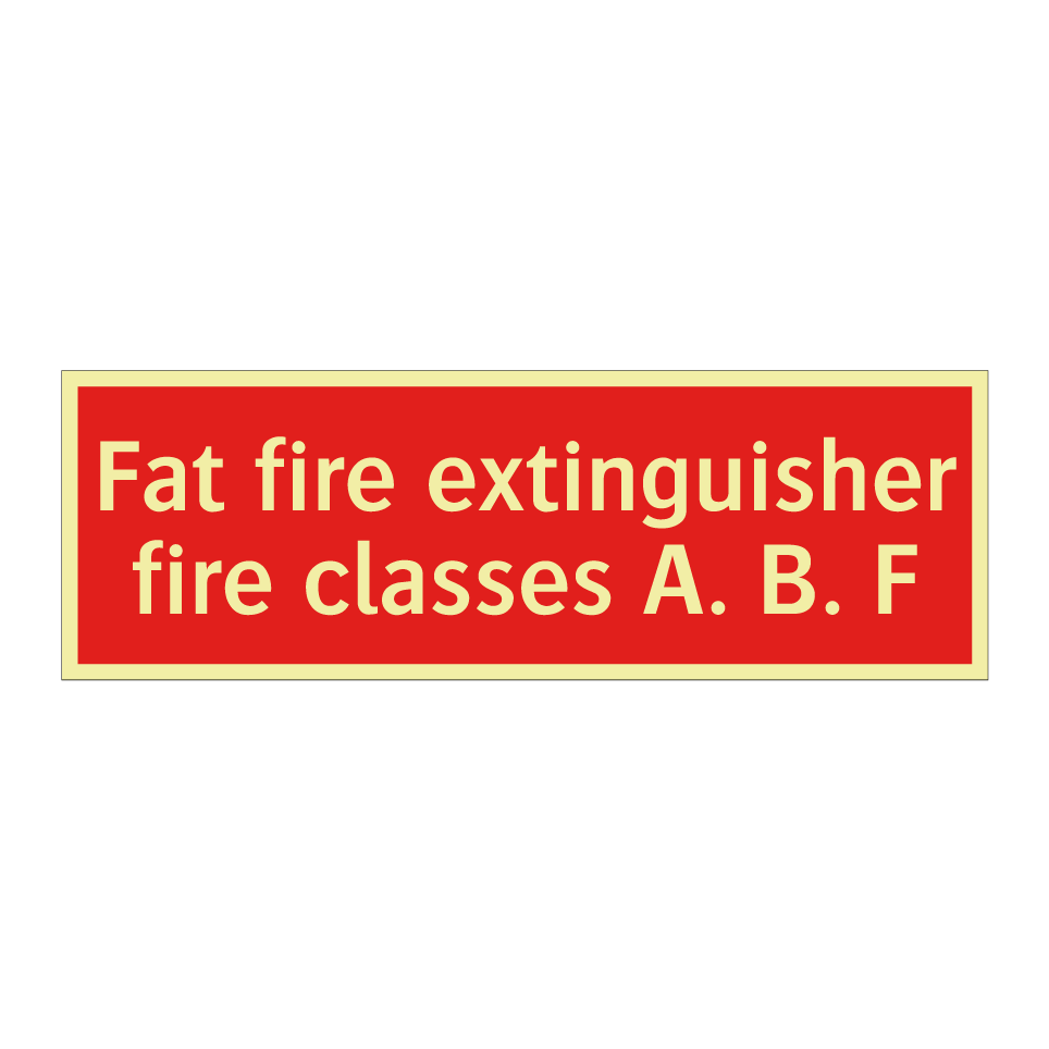 Fat fire extinguisher fire classes A. B. F