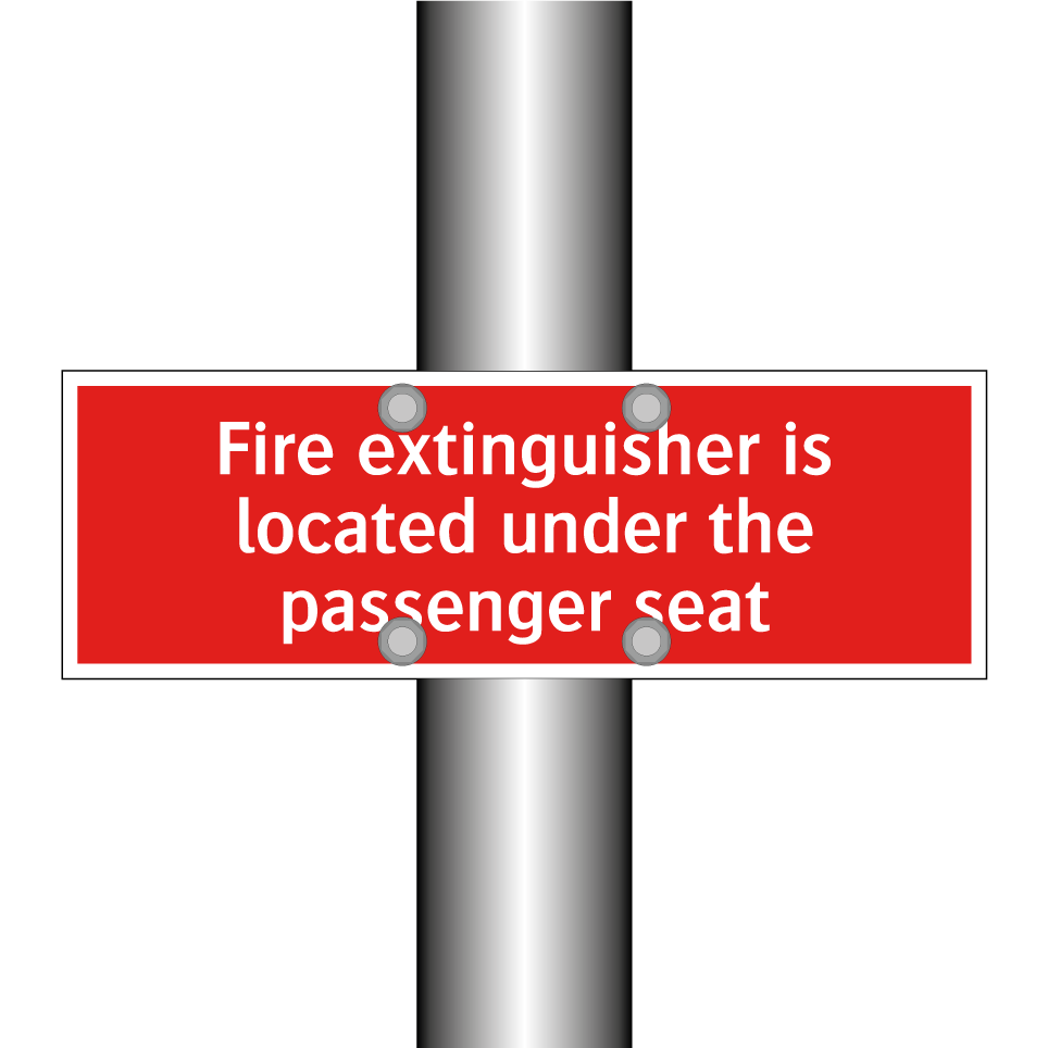 Fire extinguisher is located under the passenger seat