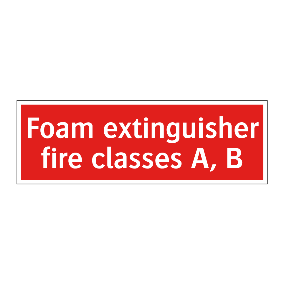 Foam extinguisher fire classes A, B