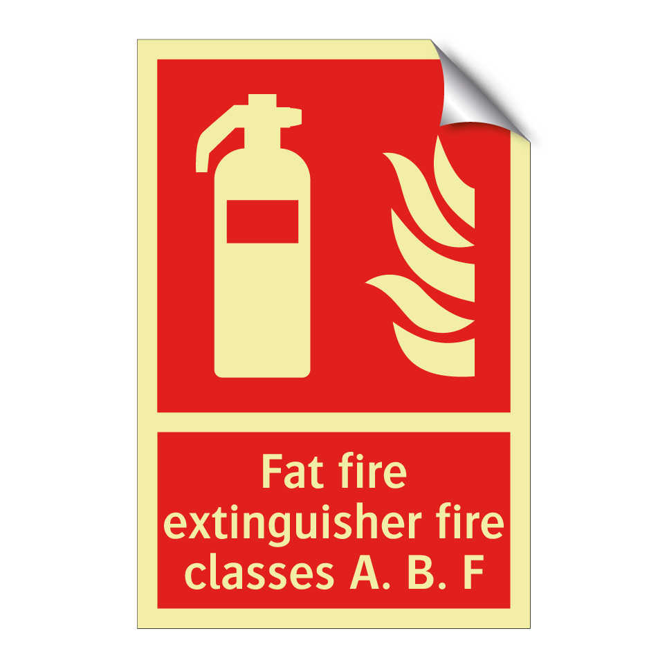 Fat fire extinguisher fire classes A. B. F