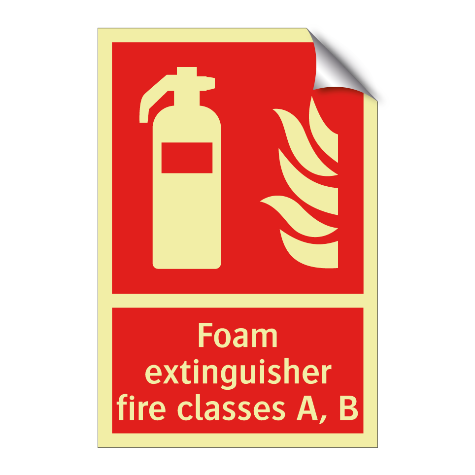 Foam extinguisher fire classes A, B