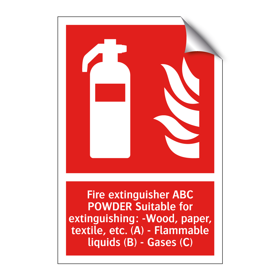 Fire extinguisher ABC POWDER Suitable for extinguishing: -Wood, paper, textile, etc. (A) - Flammable liquids (B) - Gases (C)
