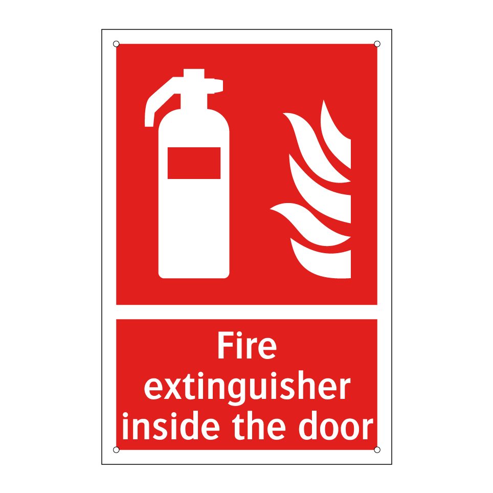 Fire extinguisher inside the door
