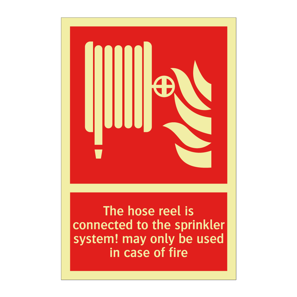 The hose reel is connected to the sprinkler system! may only be used in case of fire