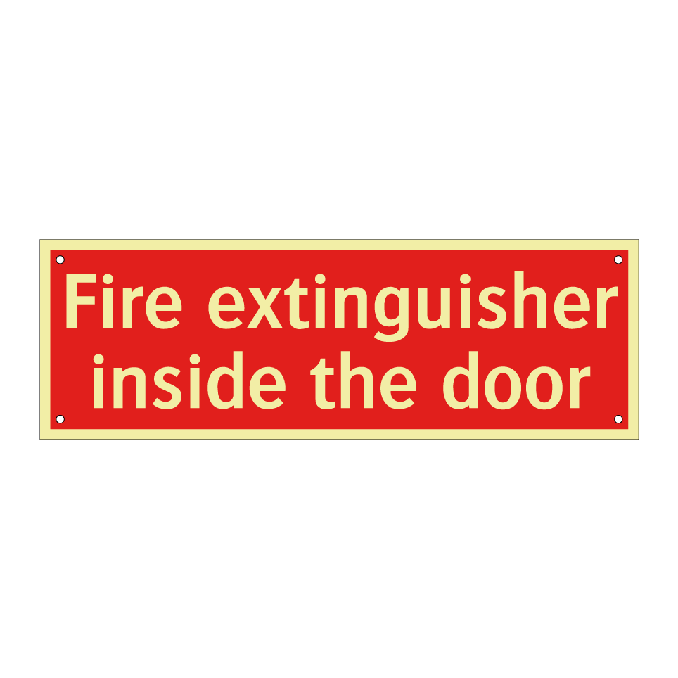 Fire extinguisher inside the door