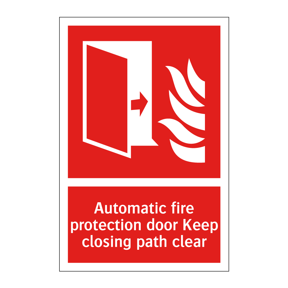 Automatic fire protection door Keep closing path clear