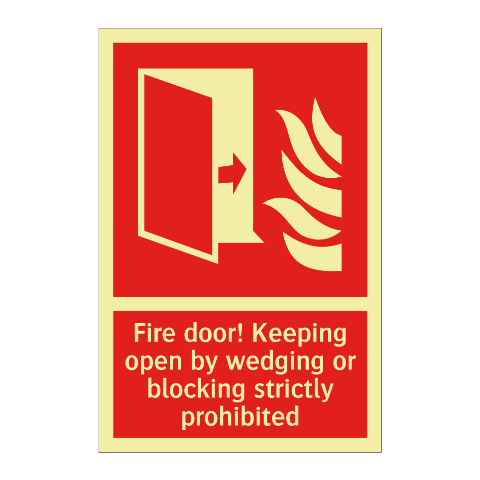 Fire door! Keeping open by wedging or blocking strictly prohibited